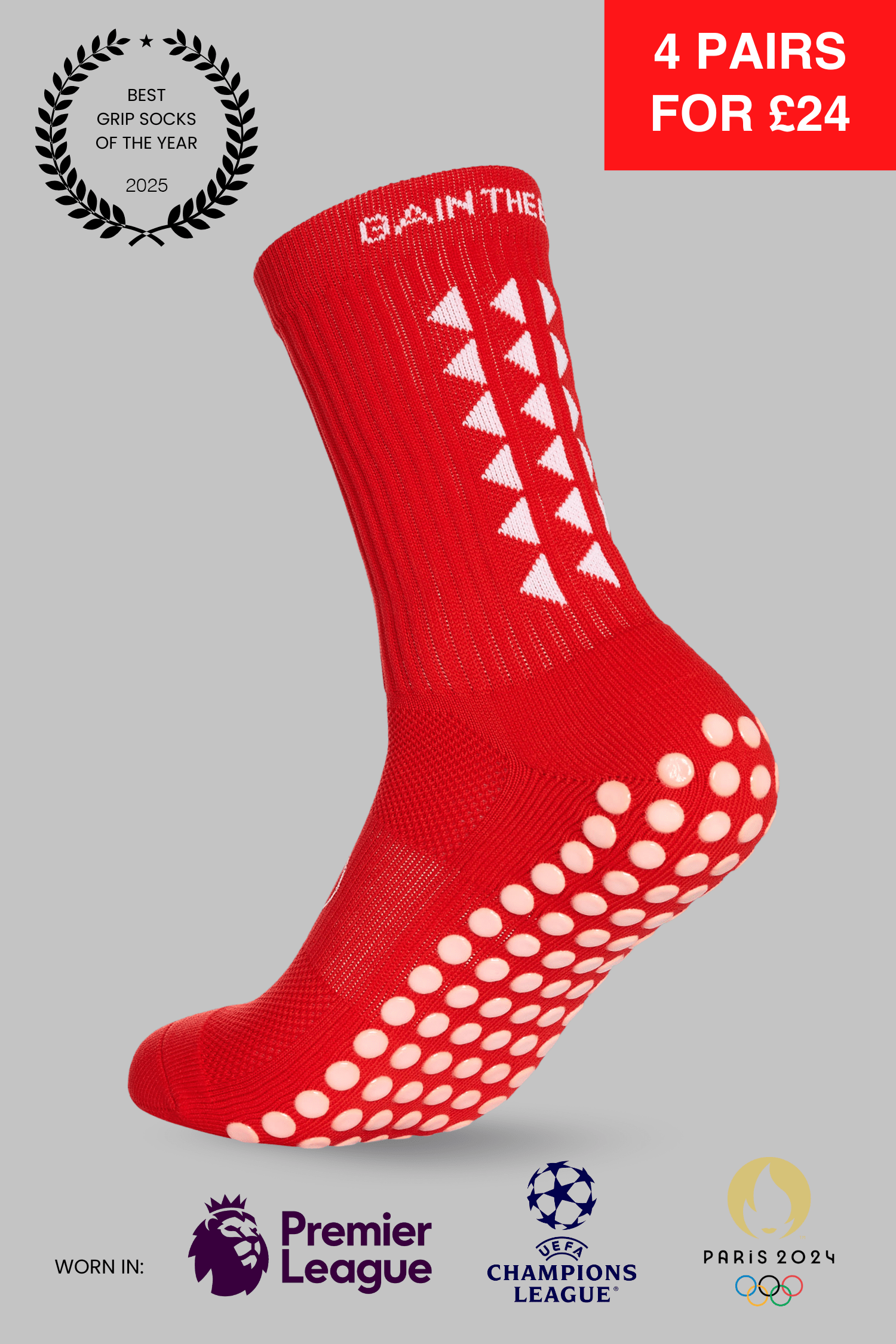 GRIP SOCKS 3.0  MidCalf Length - Red